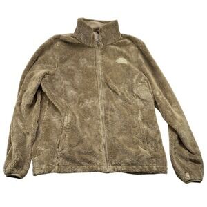 The North Face Fuzzy‎ Fleece Jacket Tan Brown Full Zip Women's Large